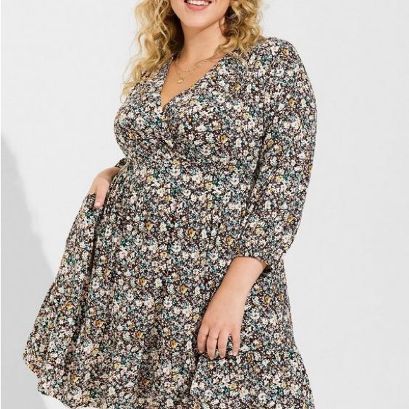 Torrid Mini Studio Knit Surplice Tiered Dress - Picture 2 of 6